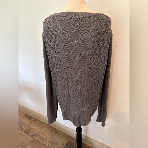 GH Bass Co. Grey Knit Sweater Oversized Long Sleeve SZ XL Cotton Vintage Unisex - Picture 3 of 5